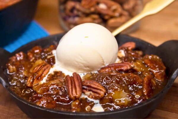 Chocolate Pecan Cobbler, homemade and freshly served