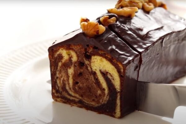 an Easy Chocolate Pound Cake, homemade and freshly served