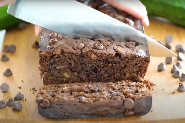 Chocolate Zucchini Bread, homemade and freshly served