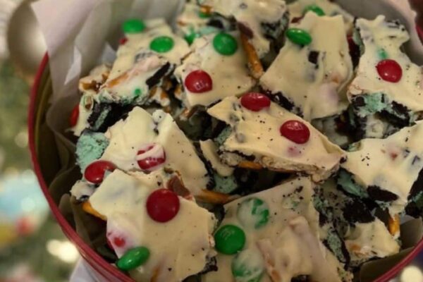 Christmas Bark Using Leftover Candies, homemade and freshly served
