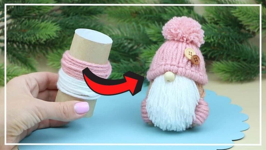 Finished Christmas Yarn Gnome DIY, a completed DIY project