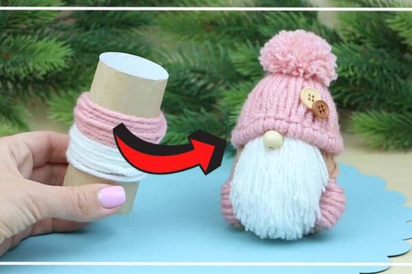 Finished Christmas Yarn Gnome DIY, a completed DIY project