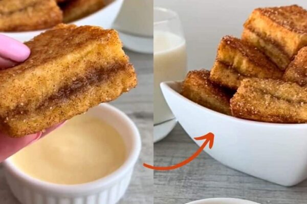 Cinnamon Roll French Toast Bites, homemade and freshly served