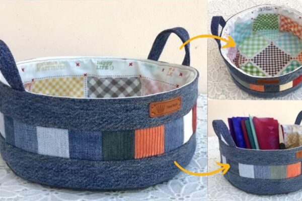 Finished How to Sew a Circle Tray from Old Denim and Fabrics, a completed DIY project