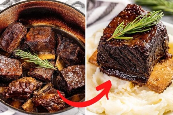 Classic Braised Beef Short Ribs, homemade and freshly served