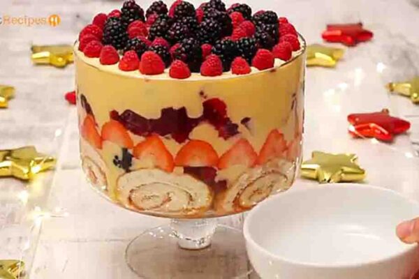 Classic Christmas Trifle, homemade and freshly served