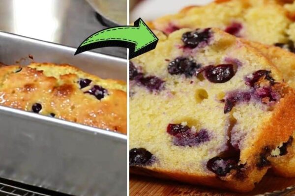 Classic Lemon Blueberry Bread, homemade and freshly served