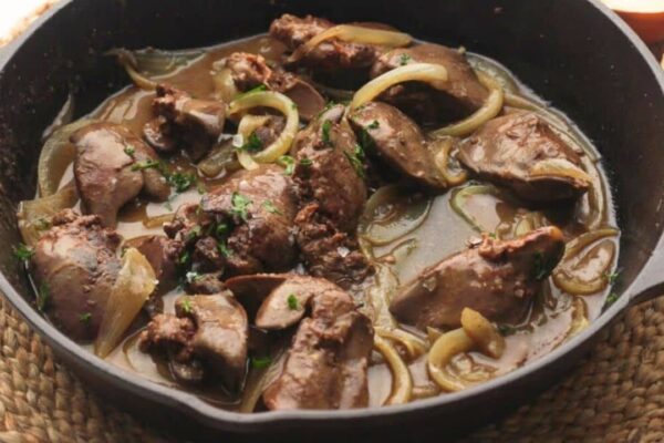 Classic Liver and Onions, homemade and freshly served