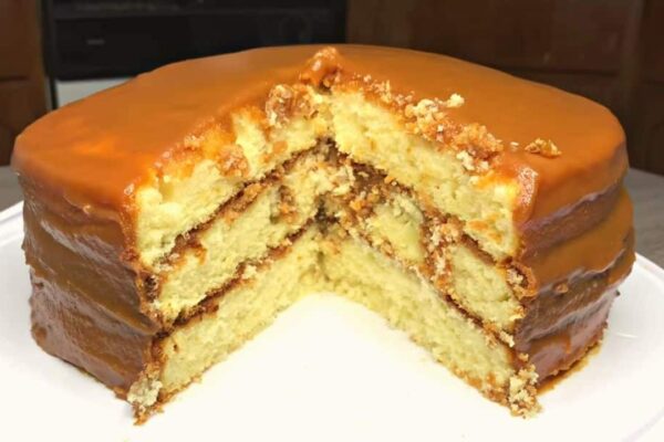 Classic Southern Caramel Cake, homemade and freshly served