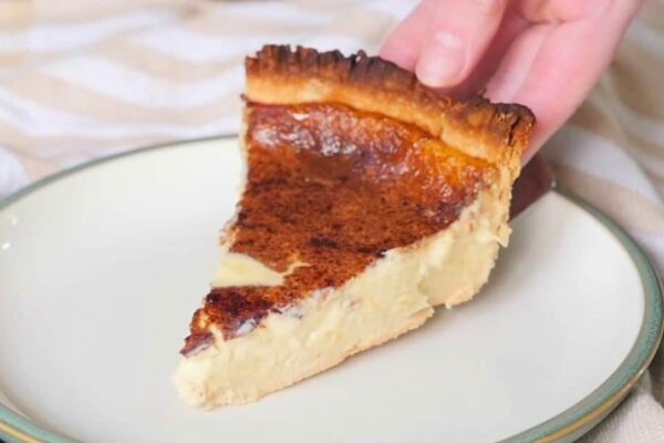 Classic Sugar Cream Pie, homemade and freshly served