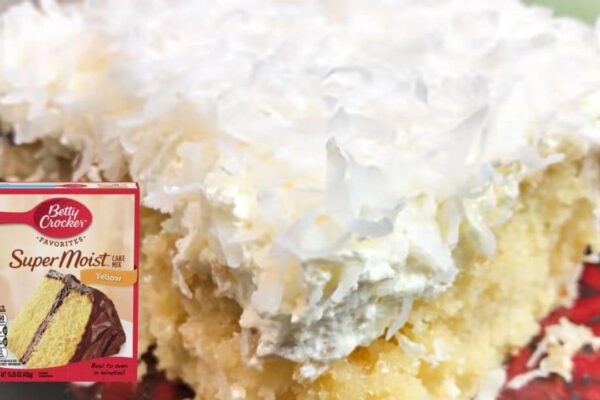 Coconut Cream Poke Cake, homemade and freshly served