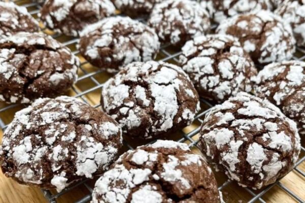 Coffee Chocolate Crinkle Cookies, homemade and freshly served