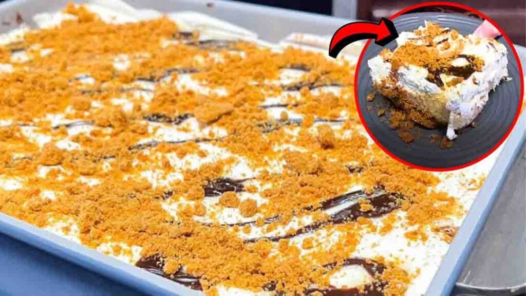 Cookie Butter Layered Dessert, homemade and freshly served