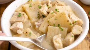 Copycat Cracker Barrel Chicken & Dumplings, homemade and freshly served