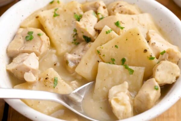 Copycat Cracker Barrel Chicken & Dumplings, homemade and freshly served