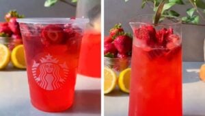 Copycat Starbucks Strawberry Acai With Lemonade Refresher, homemade and freshly served