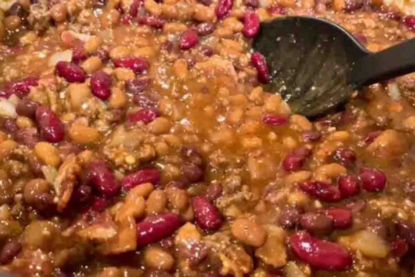 Cowboy Beans with Bacon & Beef, homemade and freshly served