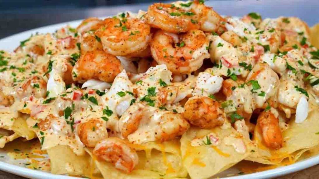 Crab & Shrimp Nachos w/ Homemade Chips, homemade and freshly served