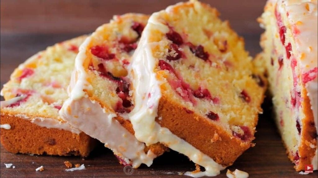 Cranberry Bread With Orange Glaze, homemade and freshly served