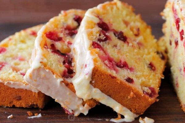 Cranberry Bread With Orange Glaze, homemade and freshly served