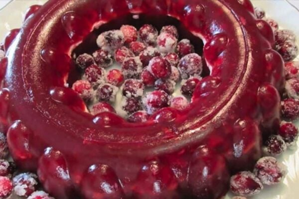 Cranberry Jello Salad, homemade and freshly served