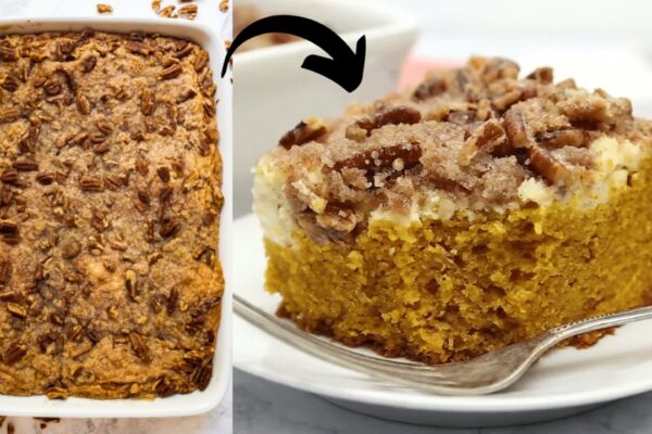 Cream Cheese Pumpkin Crunch Cake, homemade and freshly served