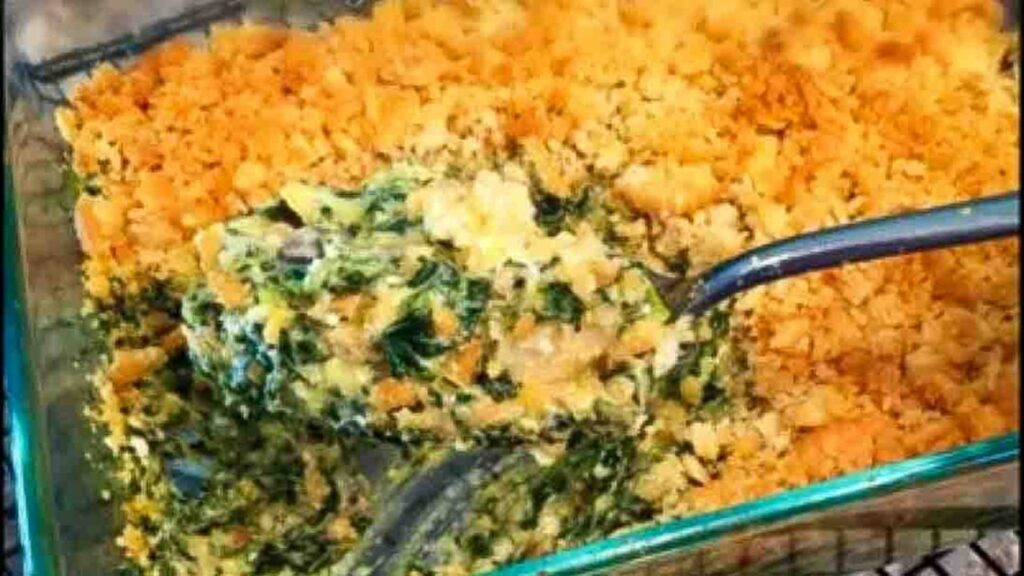 Creamed Spinach Casserole, homemade and freshly served