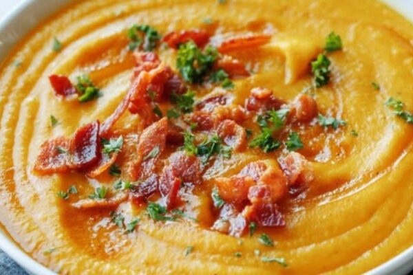 Creamy Butternut Squash Soup, homemade and freshly served
