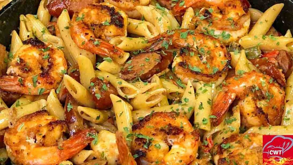 Creamy Cajun Shrimp and Sausage Pasta, homemade and freshly served
