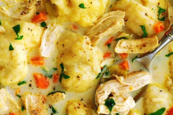 Creamy Chicken and Dumplings, homemade and freshly served