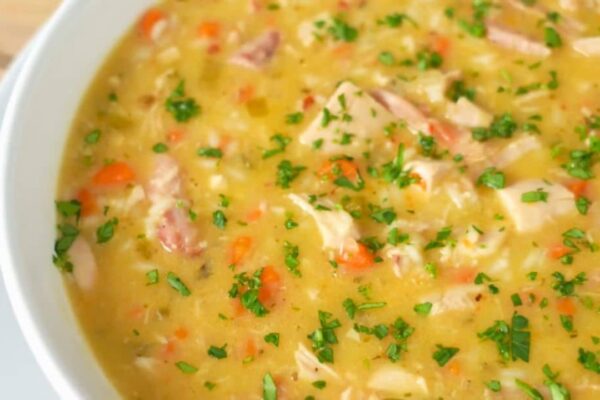 Creamy Chicken and Rice Soup, homemade and freshly served