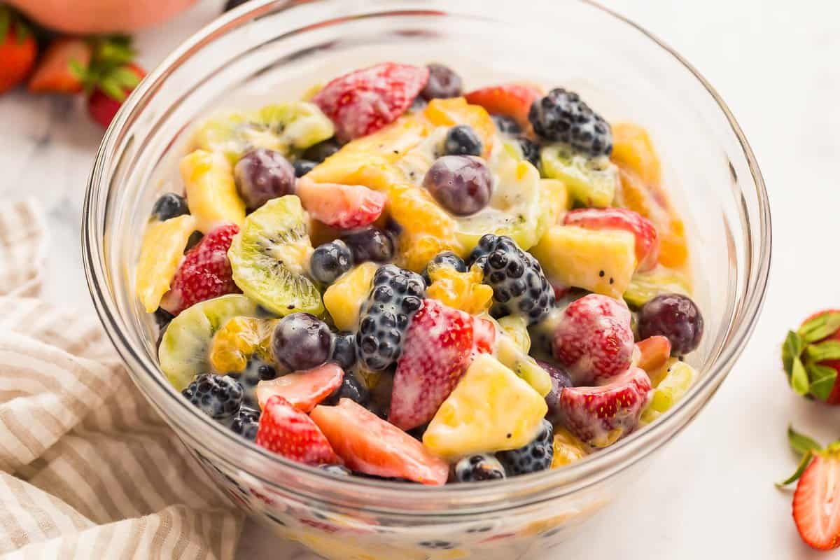 Thanksgiving Recipes - Creamy Fruit Salad - Sweet Holiday Side