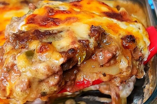 Creamy Potato Ground Beef Casserole, homemade and freshly served
