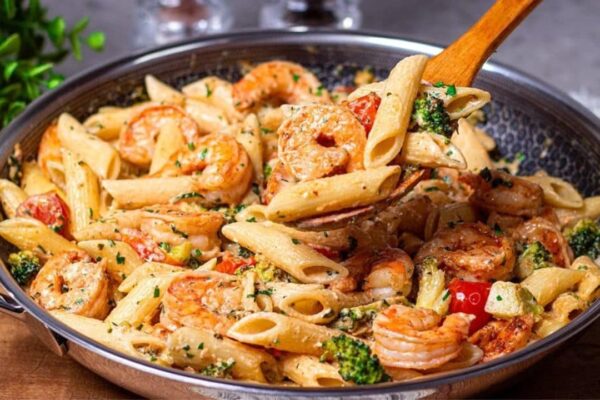 Creamy Shrimp Broccoli Pasta, homemade and freshly served