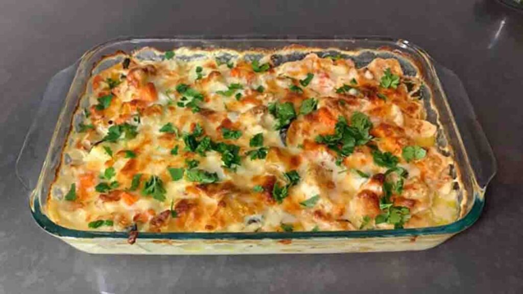 Creamy Vegetable Casserole, homemade and freshly served