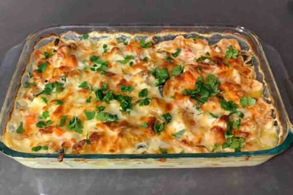 Creamy Vegetable Casserole, homemade and freshly served