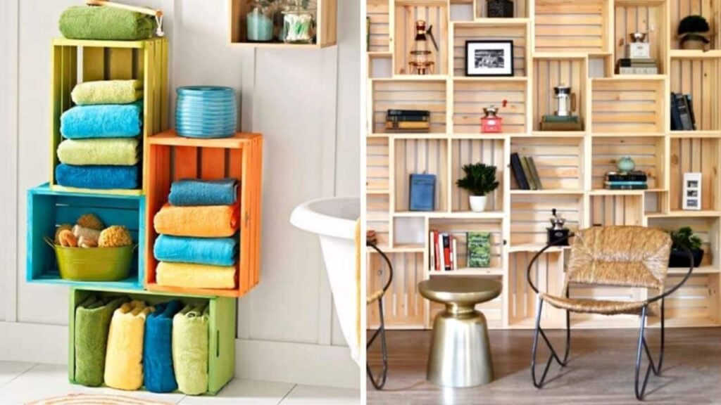 5 Creative Wall Storage Using Wood Crate