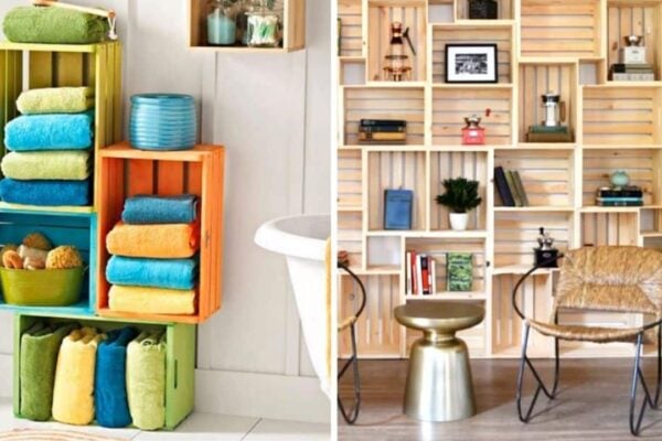 5 Creative Wall Storage Using Wood Crate