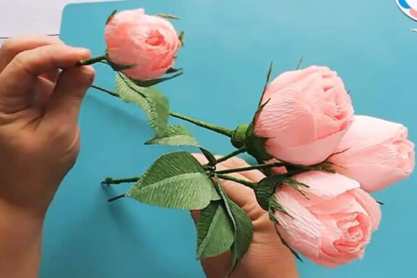 Finished Crepe Paper Rose, a completed DIY project