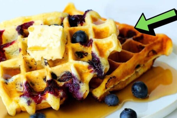 Crisp, Fluffy, And Golden Blueberry Waffles, homemade and freshly served