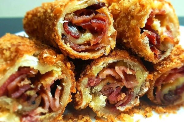 Crispy Bacon and Cheese Roll, homemade and freshly served