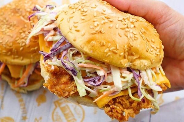 Crispy Chicken Burger, homemade and freshly served