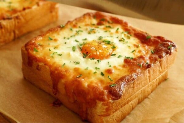 Crispy Egg Cheese Toast, homemade and freshly served