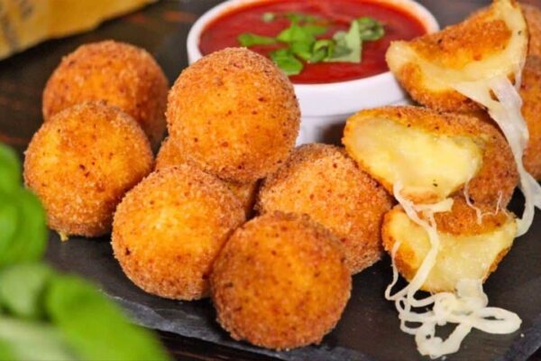Crispy Potato Cheese Balls, homemade and freshly served