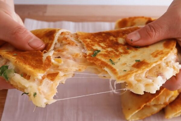 Crispy Potato Cheese Quesadilla, homemade and freshly served