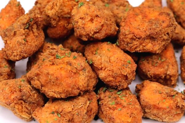 Crispy Salmon Nugget, homemade and freshly served