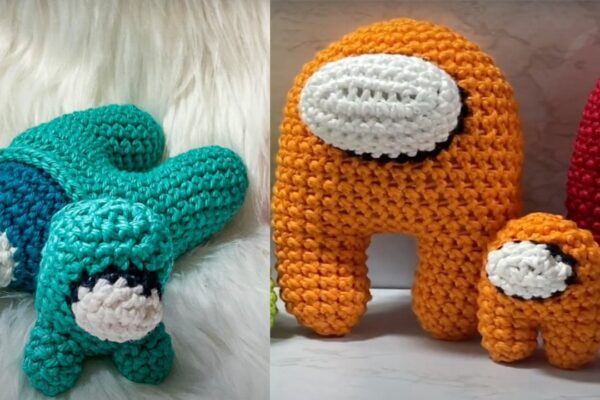Finished an Among Us Mini Pet Standing Crew Crochet Keychain, a completed DIY project