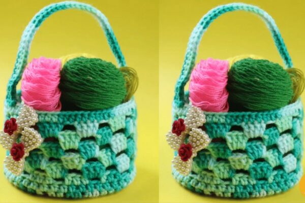 Finished Easy Crochet Storage Basket, a completed DIY project