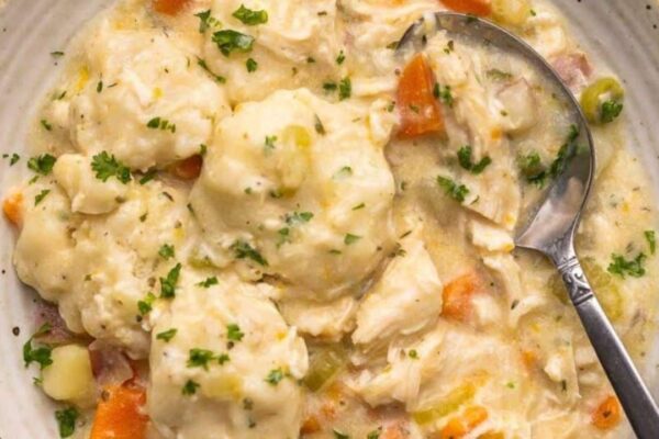 Crockpot Chicken and Dumplings, homemade and freshly served
