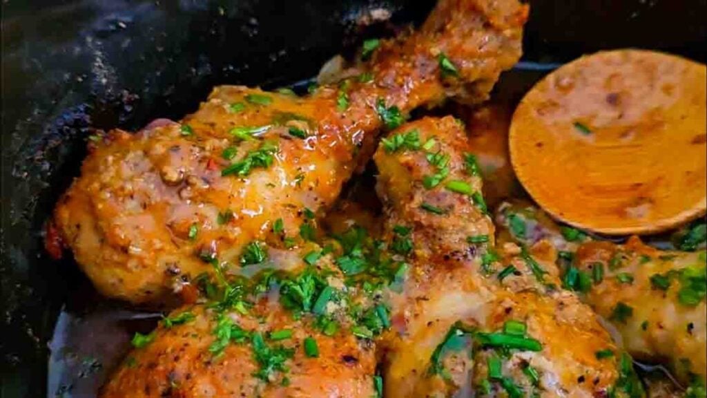 Crockpot Cowboy Butter Chicken Drumsticks, homemade and freshly served